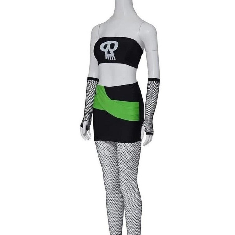 New small Sam Manson Danny Phantom Halloween Cosplay Costume Set Outfit Fishnets